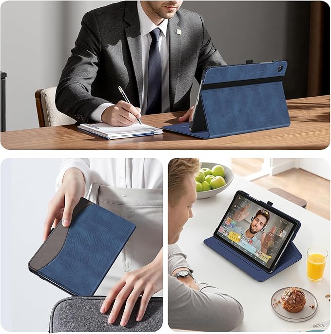 Fintie Case for Samsung Galaxy Tab A9 Plus/A9+ 5G 11 Inch 2023 Model (SM-X210/X216/X218), Multi-Angle Viewing Smart Stand Back Cover with Pocket Auto Wake/Sleep, Denim Indigo