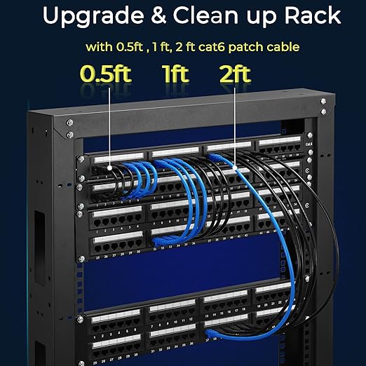 Rapink Patch Cables Cat6 1ft (48 Pack), Ethernet Patch Cable 10G, Cat 6 Patch Cable for Patch Panel to Switch, Flexiable Cat 6 Ethernet Cable with Gold Plated White
