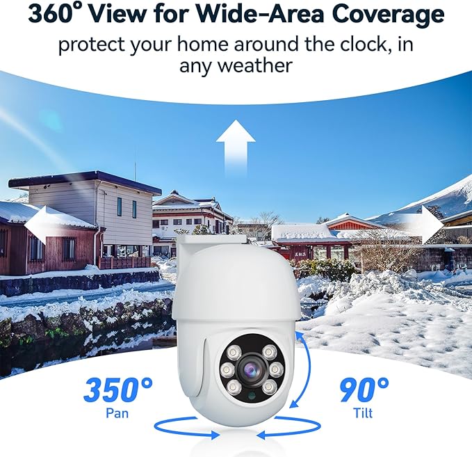 Wired Security Camera System Outdoor, 4pcs Pan/Tilt CCTV Cameras and 4CH 5MP Lite AHD TVI DVR (500GB HDD), 360° View Surveillance DVR Kit, Motion Detection, 24/7 Recording, Remote Access