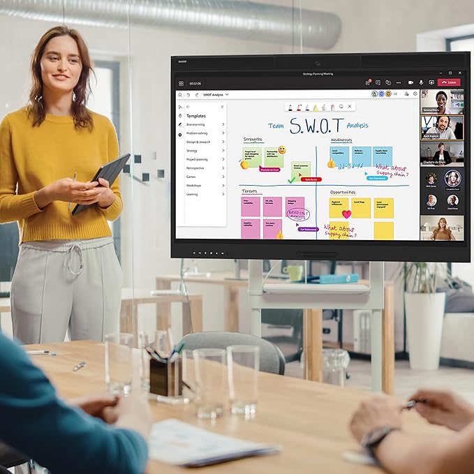 Avocor 55″ Windows Collaboration Display | Certified for Microsoft Teams | Ideal for Hybrid Workspaces, Conference Rooms and Classroom Use | 4K, 20-Point Touch, Integrated Camera & Speakers