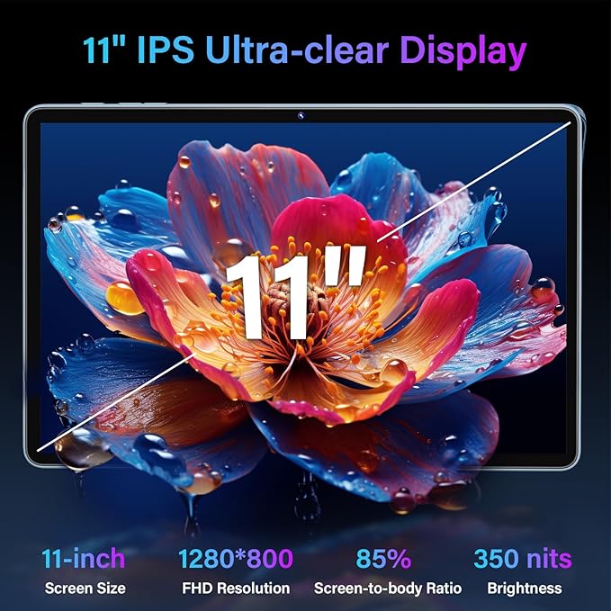 11 Inch Tablet Android 15 Tablet, 2026 Tablets with keyboard, 24GB+256GB+2TB Expand, 2 in 1 Tablets with Case Mouse Stylus, 8000mAh Battery, Octa-Core, Supports Widevine L1, 5G WiFi, GPS (Black Case)