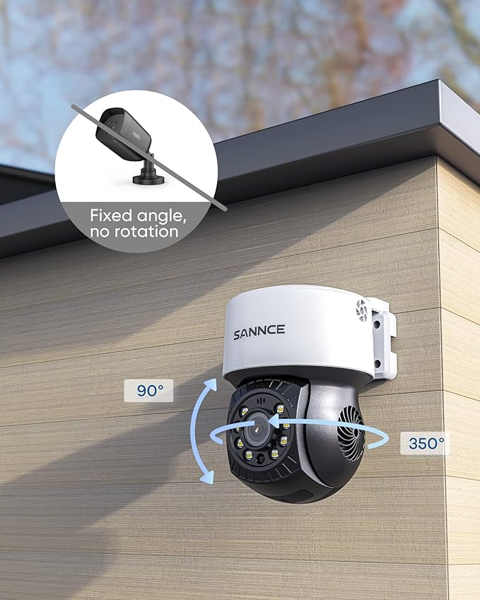 SANNCE 1080P PT Dome Camera, 2MP Pan/Tilt Outdoor Security Camera, 30M Night Vision for Analog CCTV Surveillance System, Remote Access, IP65 Waterproof, No Including Adapter