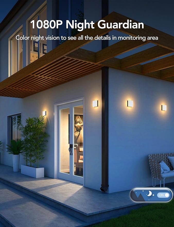 GNCC Solar Security Camera Wireless Outdoor 2.4G WiFi, 360° View, Solar/Battery Powered, AI Human Detection, Color Night Vision, 2-Way Audio, Spotlight Siren Alarm, IP65 Waterproof, SD/Cloud Storage