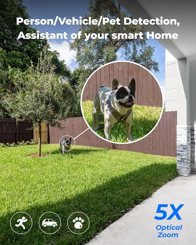 REOLINK RLC-811A PoE IP Wired Security Camera 4K - 123° FoV, 5X Optical Zoom for Outdoor Usage, Color Night Vision, Human/Vehicle/Pet Smart Detection, 2 Way Talk, Up to 512GB microSD Card