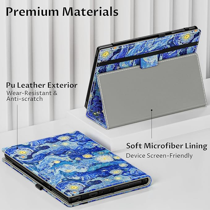 VORI Case for All-New Amazon Kindle Fire HD 10 Tablet (13th/11th Generation 2023/2021 Release) and Fire HD 10 Plus - Slim Folding Stand Folio Cover with Auto Wake/Sleep & Hand Strap, Starry Night Blue