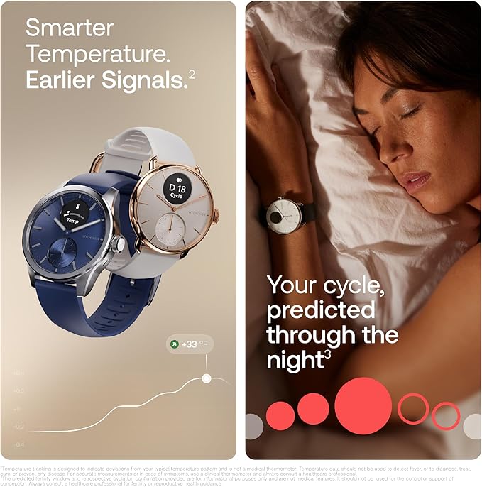 WITHINGS ScanWatch 2 - Hybrid Smart Watch, Heart Rate Monitoring, Fitness Tracker, Cycle Tracker, Sleep Monitoring, GPS Tracker, 30-Day Battery Life, Android & Apple Compatible, HSA/FSA