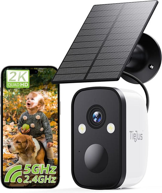 2K Security Cameras Wireless Outdoor, 2.4G/5G WiFi, Solar Camera Outdoor Wireless, Color Night Vision, Solar Powered, Motion Detection Spotlight Siren/2 Way Talk/IP66/Cloud/SD/Alexa