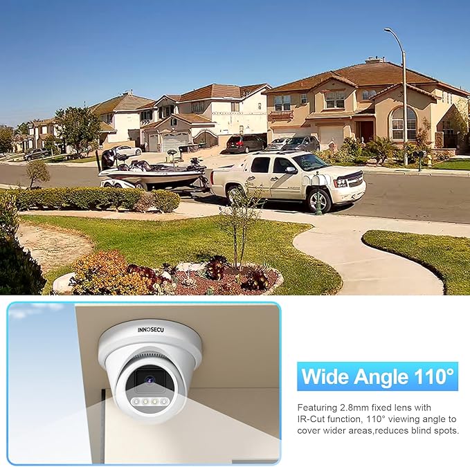 8MP AI PoE Camera, Outdoor Security IP Dome Camera, Smart Sound Alarm, Light Color Night Vision, AI Human/Vehicle Detection, Two Way Audio, 2.8mm Lens Wide Angle 110°, IND8BD97D