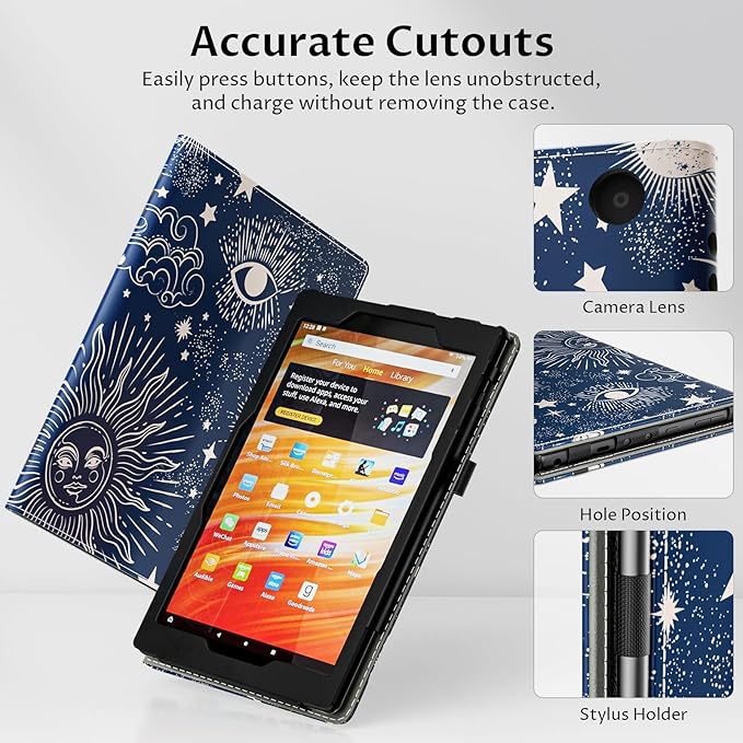VORI Case for All-New Amazon Kindle Fire HD 10 Tablet (13th/11th Generation 2023/2021 Release) and Fire HD 10 Plus 10.1", Slim Folding Stand Folio Cover with Auto Wake/Sleep & Hand Strap, Space Galaxy