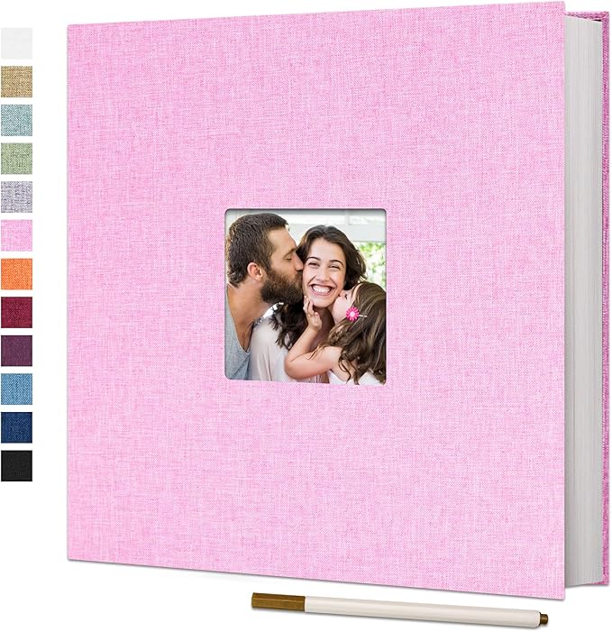 Vienrose Large Photo Album Self Adhesive for 4x6 8x10 Pictures Magnetic Scrapbook Album DIY 11" X 10.6" 60 Blank Pages with A Metallic Pen