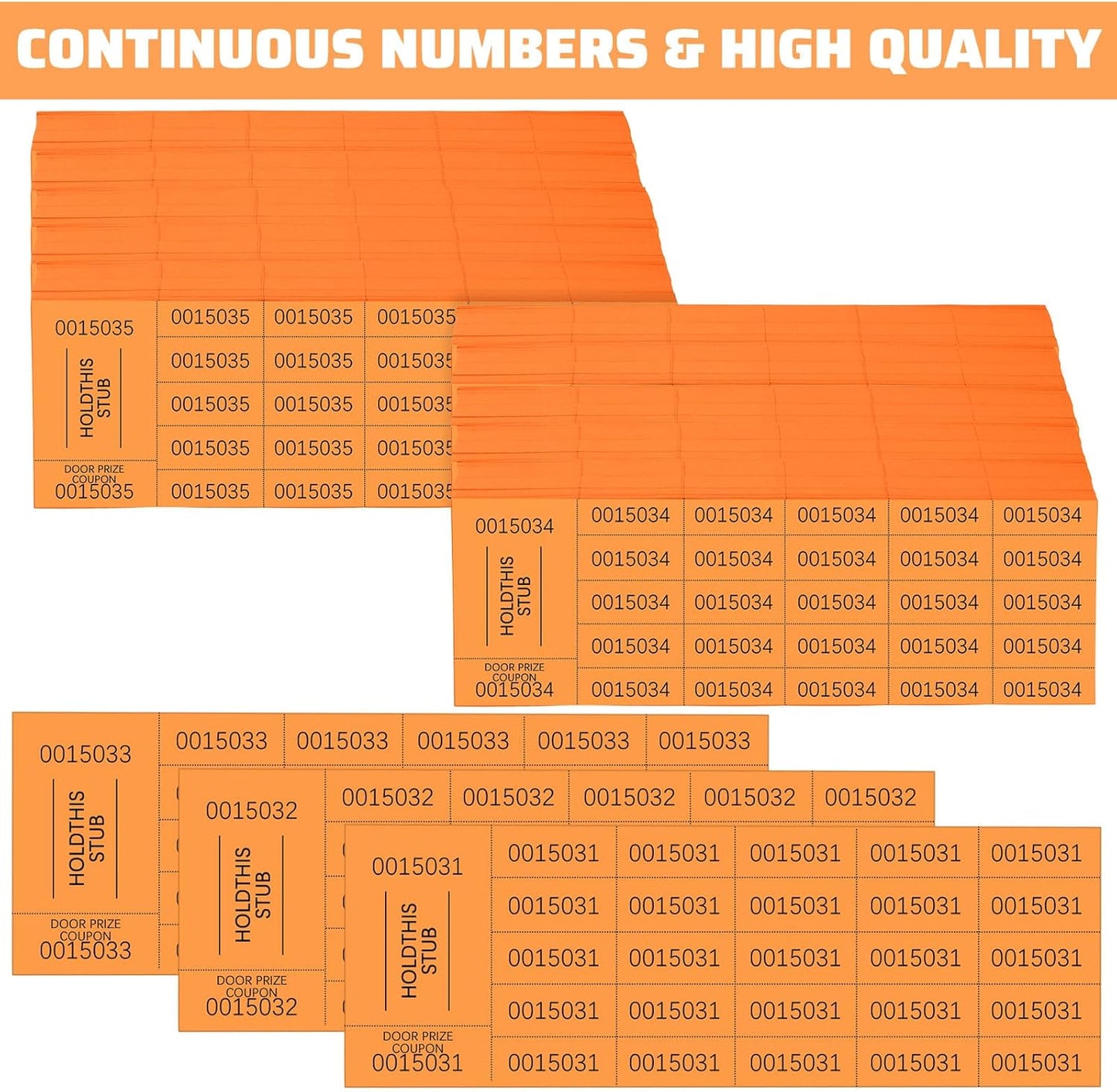 Kosiz 2000 Sheets Raffle Ticket 25 Bid Chinese Auction Tickets Tricky Tray Basket Raffle Sheets for Back to School Class Rewards Carnival Door Prizes Events(Orange)