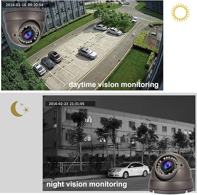 2MP CCTV Camera HD 1080P 4-in-1 (TVI/AHD/CVI/960H/CVBS) Security Dome Camera, 2.8-12mm Varifocal Lens Analog Video Surveillance, Wide Angle Viewing Day & Night Indoor Outdoor Waterproof (Grey)
