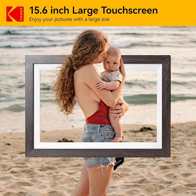 KODAK 15.6 Inch Digital Picture Frame, 64GB WiFi Digital Photo Frame 1920x1080 HD IPS Touch Screen, Auto-Rotate, Share Photos and Videos via KODAK App