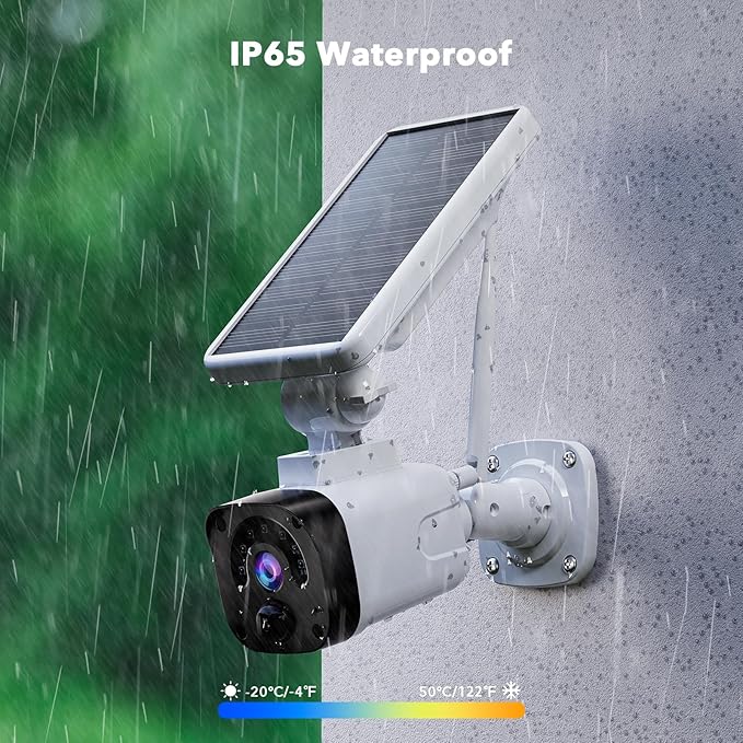 2.5K Solar Camera Outdoor Wireless, 4MP Home Security Camera System, Battery Powered Security Camera,PIR Human Detection, 2-Way Audio, Night Vision, IP65 Waterproof, Cloud/SD Storage 0 Monthly Fee