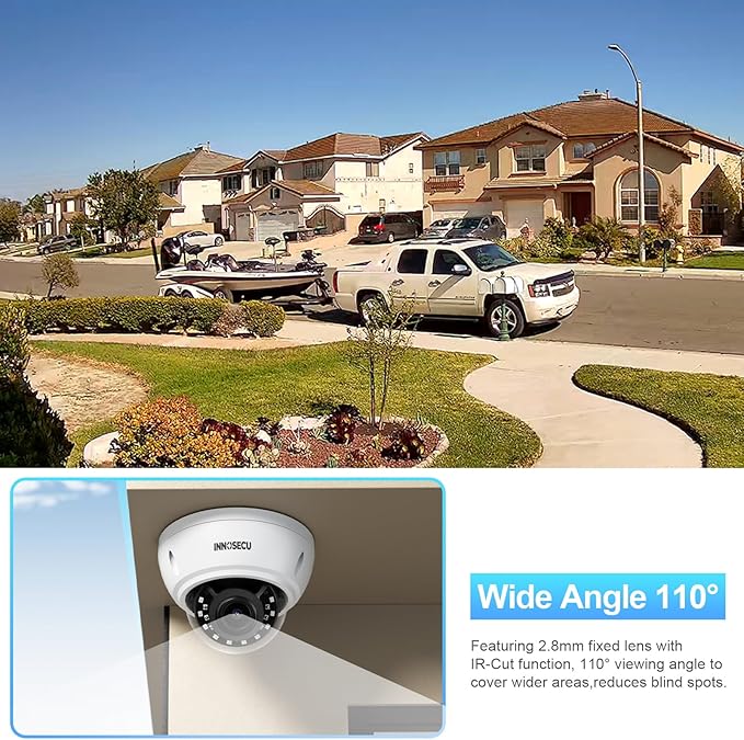 PoE Camera 5MP, Vandal-Proof Dome Security Surveillance Camera Outdoor IP67, Built-in Mic, 2.8mm Lens Wide Angle 110°, Smart Motion Detection, Night Vision 100ft, No PT Supported. IND5GR56A