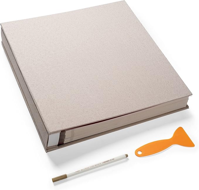 Large Photo Album Self Adhesive 4x6 5x7 3x5 8.5x11 Magnetic Scrapbook DIY Scrap Book Length 13 x Width 12.8 (Inches) 120 Sticky Pages Beige Linen Cover DIY Photo Album
