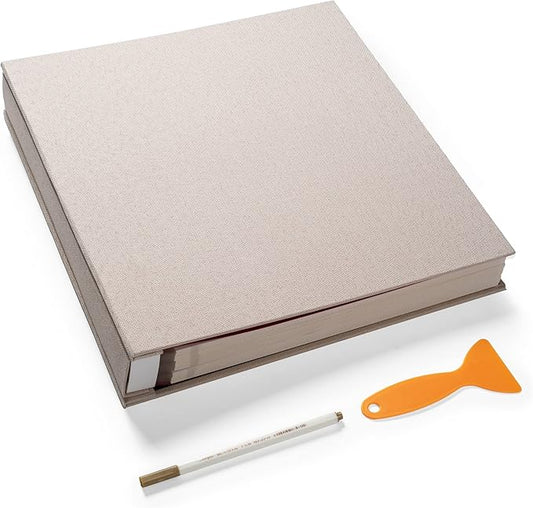 Large Photo Album Self Adhesive 4x6 5x7 3x5 8.5x11 Magnetic Scrapbook DIY Scrap Book Length 13 x Width 12.8 (Inches) 120 Sticky Pages Beige Linen Cover DIY Photo Album