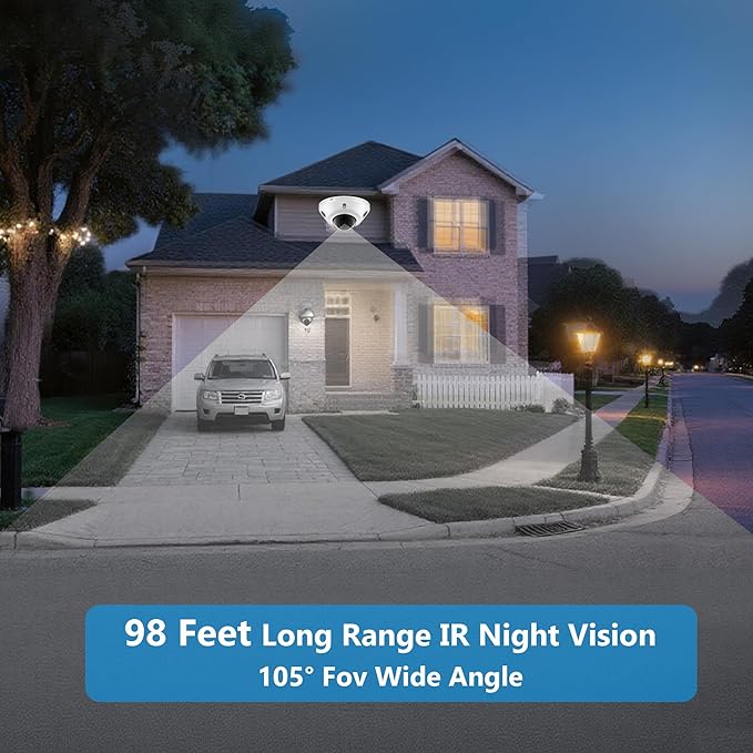 4K 8MP Mini Low Profile Dome PoE IP Camera Indoor 98 Feet Night Vision, 2.8mm Lens 105° Wide Angle, Waterproof IP67, H.265, Compatible with Uniview NVR