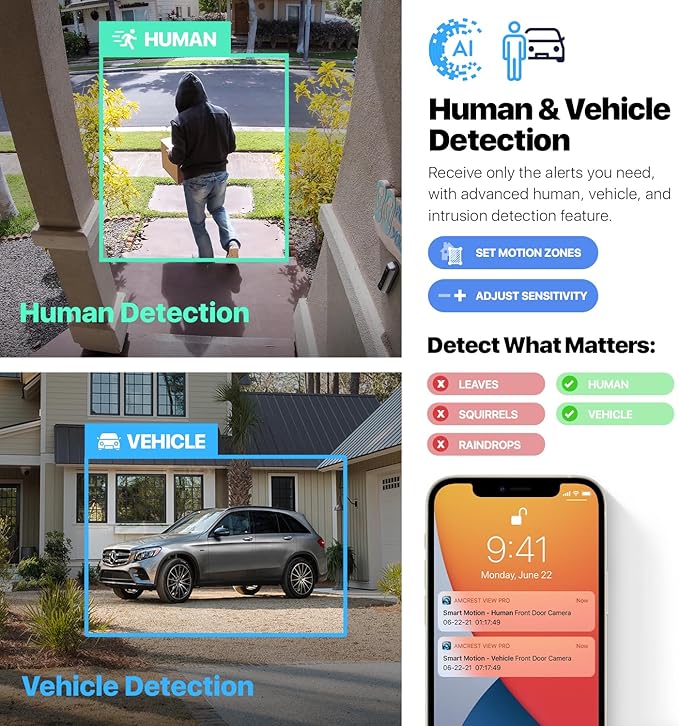 Amcrest UltraHD 4K (8MP) IP POE AI Camera, 4K @30fps, 98ft Night Color Vision F1.0, Security Outdoor Turret Camera, Vehicle & Human Detection, Active Deterrents, Two-Way Audio, IP8M-DT3949EW-3AI