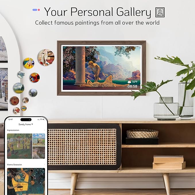 NexFoto Large Digital Picture Frame 27'' Touchscreen, WiFi Electronic Photo Frame 64GB 1920 * 1080 - Add Photos from Google Photos, Upload Videos, for Christmas/Housewarming/Mom/Birthday, Walnut