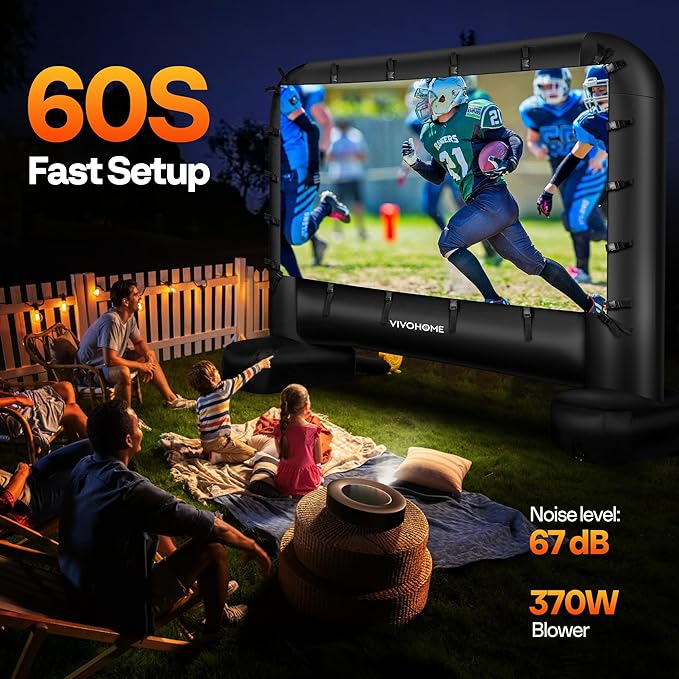 VIVOHOME 18 FT Inflatable Projector Screen for Outside, Blow Up Movie Screen Outdoor Use, Mega Large TV Screen with Carry Bag for Backyard, Tube Leg Support