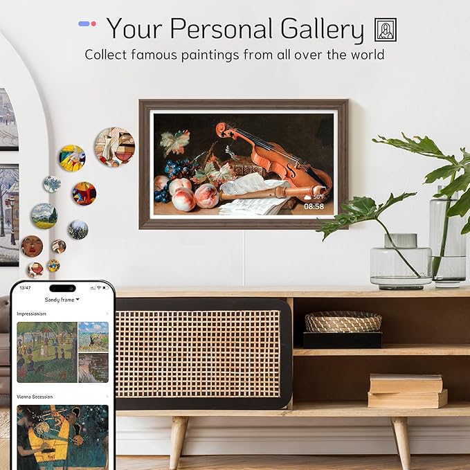 NexFoto Large Digital Picture Frame 24 Inch Touchscreen, WiFi Electronic Photo Frame 64GB, Add Pics from Google Photos, Upload Photo/Video via App/USB, Gifts for Christmas/Mom/Grandparents, Walnut