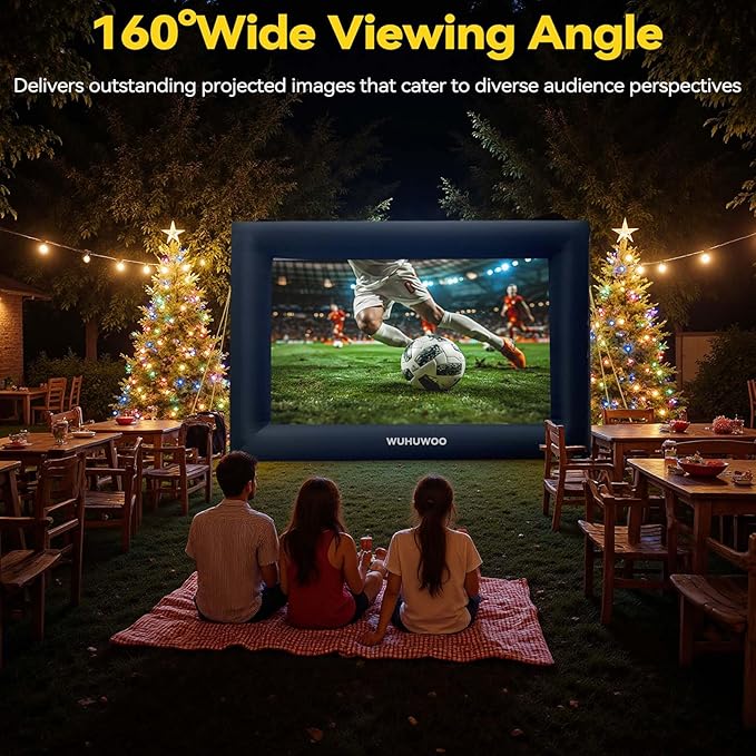 Inflatable Movie Screen Outdoor, 20FT Blow Up Projector Screen for Outside with Air Blower and Carry Bag, Support Front & Rear Projection Easy Set Up for Backyard Movie Night Pool Party