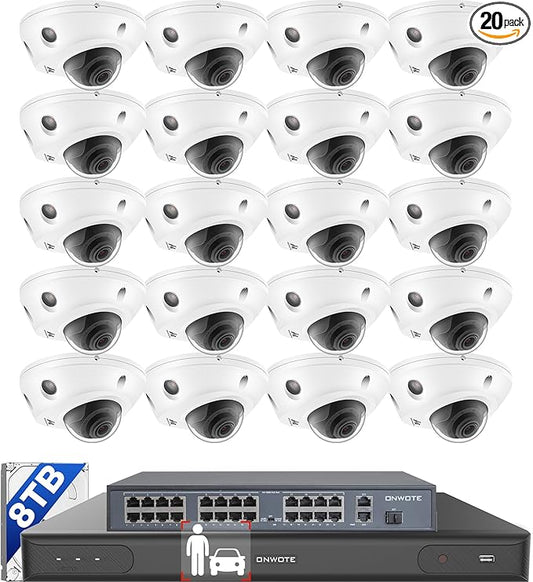 ONWOTE 12MP NVR 32 Channel Security Camera System, Face Recognition& AcuSearch, 20x 4K 8MP Vandal-Proof PoE IP Cameras, AI Color Night, 32CH Commercial NVR 8TB, 4 HDD Ports Support 40TB, Business CCTV