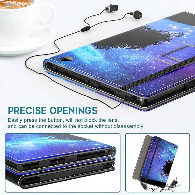 VORI Case for All-New Amazon Kindle Fire HD 10 Tablet (13th/11th Generation 2023/2021 Release) and Fire HD 10 Plus - Slim Folding Stand Folio Cover with Auto Wake/Sleep & Hand Strap, Dreamy Starry
