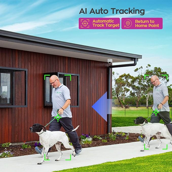 xmartO [AI Tracking Ceiling CAM] 10CH 2K HD Metal Dome PTZ Wireless Security Camera System, 6*Automatic-Follow, 2-Way Audio and Night Vision Camera, 10CH 4K Long Range WiFi 6 Surveillance DVR NVR Kit