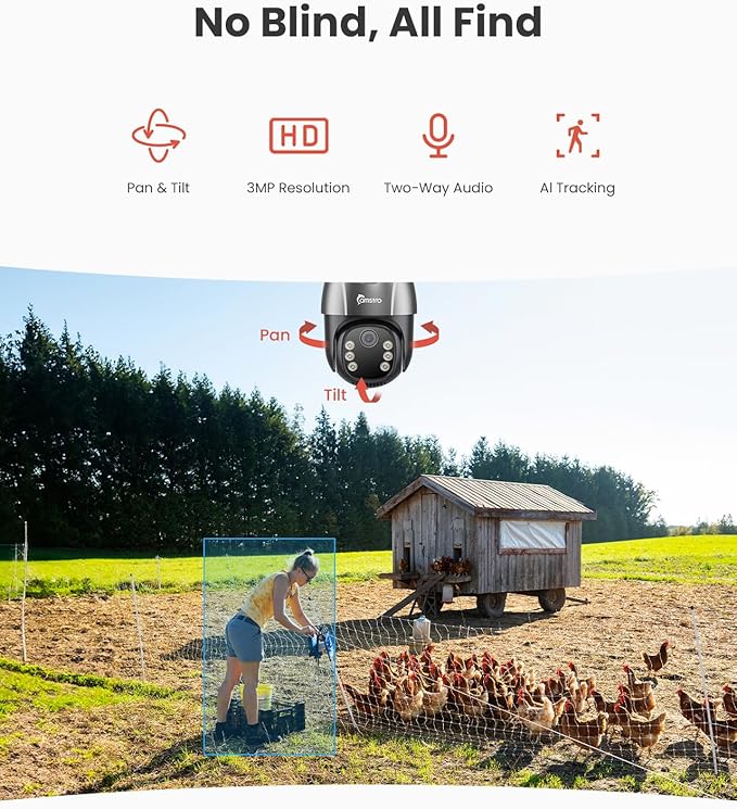 4G LTE Cellular Solar Security Camera Wireless Outdoor,AOV 24/7 Continuous Recording Camera with SIM Card,AI Tracking Detection,32GB Memory SD Card, 360°Pan & Tilt Surveillance, IP66, No WiFi