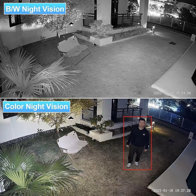 PoE Camera 4MP, Outdoor IP67 Bullet Security IP Camera, Smart Dual Light Full Color Night Vision, Built-in Mic, 2.8m Lens 110° Angle Viewing, Human/Vehicle Detection, INB4FD38F (White)