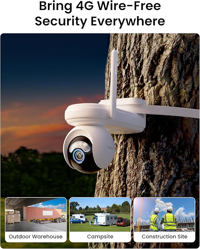 REOLINK Altas Go PT 4G LTE Solar Cellular Security Camera Wireless Outdoor, 360° 24/7 Recording, 10s Pre-Record, for Home Security, 2K ColorX Night Vision, Smart Detection, Large Battery and 12W SP