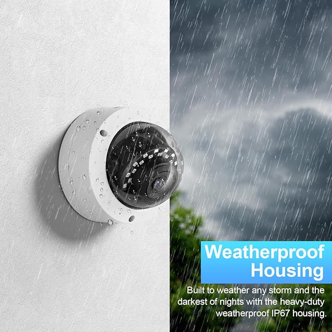 4MP IP PoE Camera, Vandal-Proof Dome Security Surveillance Camera, 2.8mm Lens 110° View, Built-in Mic, IP67, Night Vision 100ft, Human/Vehicle Detection, No PT Supported. IND4FR54A