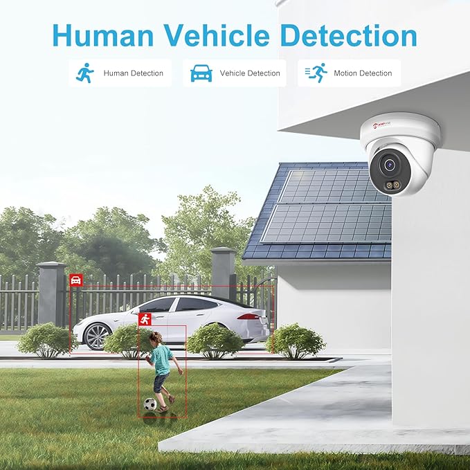 Anpviz 6MP PoE IP Camera, 3K Full Metal Turret Security IP Camera Outdoor Indoor, Smart Dual Light Color Night Vision, AI Human Vehicle Detection, Built-in Mic, 2.8mm Lens, IP66 Waterproof, NDAA