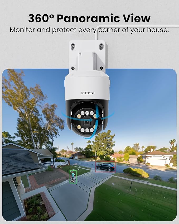ZOSI 4K 8CH PoE Security Camera System(16CH Expandable), AI Face Person Vehicle Detect, 4 x 8MP 4K Outdoor Auto Tracking PT PoE Camera with Floodlights and 2-Way Audio, 8 Channel 8MP NVR with 2TB HDD