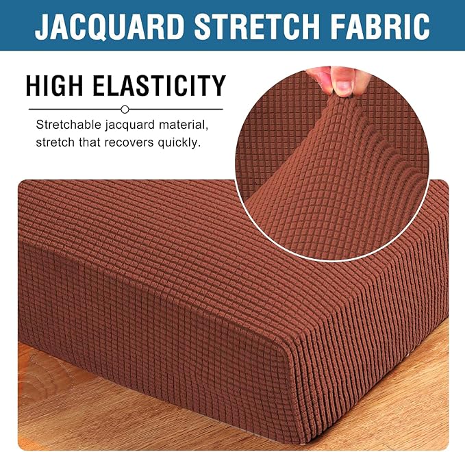 H.VERSAILTEX Super Stretch Individual Chaise Cover Sectional Couch Covers for L Shaped Sofa Both Left/Right Featuring Thick Jacquard Textured Twill Fabric (1 Piece Chaise Cover, Rust)