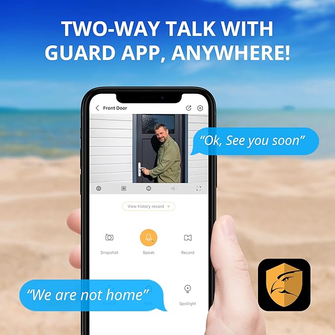 Defender AI Powered 4K Guard Pro 8MP WiFi 6, Plug-in Power Wireless Security Camera Outdoor, with Smart AI Human Detection, Bluetooth, Two-Way Talk, Works w/Guard App, 2 Pack