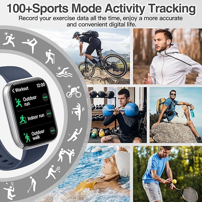 Smart Watch for Women Men with Bluetooth Call, Alexa Built-in Smartwatch, 1.83"DIY Dial Fitness Watch with Sleep Heart Rate Monitor, 110+ Sport Modes, IP68 Waterproof Watch Compatible with Android iOS