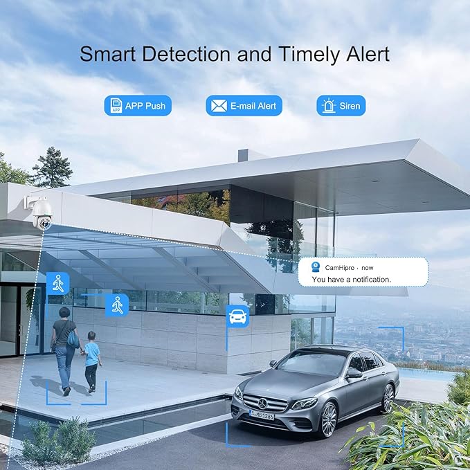 SV3C 4K PTZ WiFi Camera Outdoor 15X Optical Zoom, Wireless IP Security Camera 8MP, Auto Tracking, Floodlight Color Night Vision, 2-Way Audio, Metal Shell, RTSP, FTP, SD Card Record, Onvif Conformant