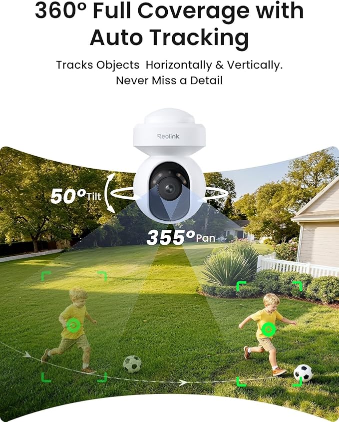 Reolink 4K Security Camera System with PT Auto-Tracking, 355°Pan 50°Tilt, 4K PoE Cameras Home Surveillance Wired Outdoor, Smart AI Detection, Spotlights & 2-Way Talk, 8CH NVR 2TB HDD, RLK8-800PT4