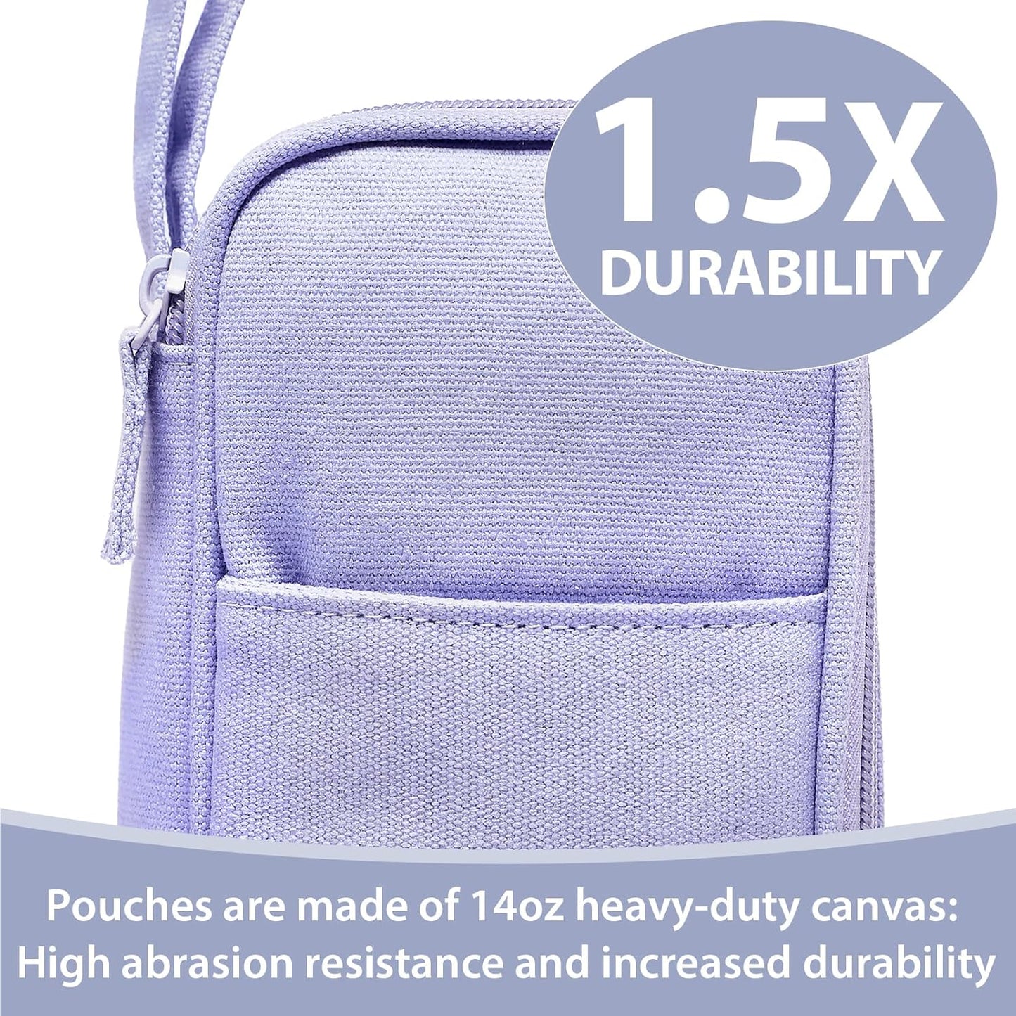Pencil Case Pouch Box Bag School Supplies Girls Boys Kids, Cute Preppy Stuff Large Big Capacity Aesthetic Pen Organizer, Back to College Stationary, Purple, Heavy Duty Canvas, 1800ml