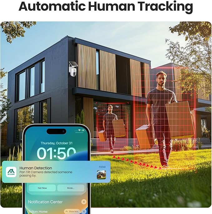 SOLIOM- True 5MP HD Security Cameras Outdoor Wireless, Add-On Camera, Solar Powered, Auto Tracking,Requires Soliombase, Soliombase Supports Up to 4 Cams