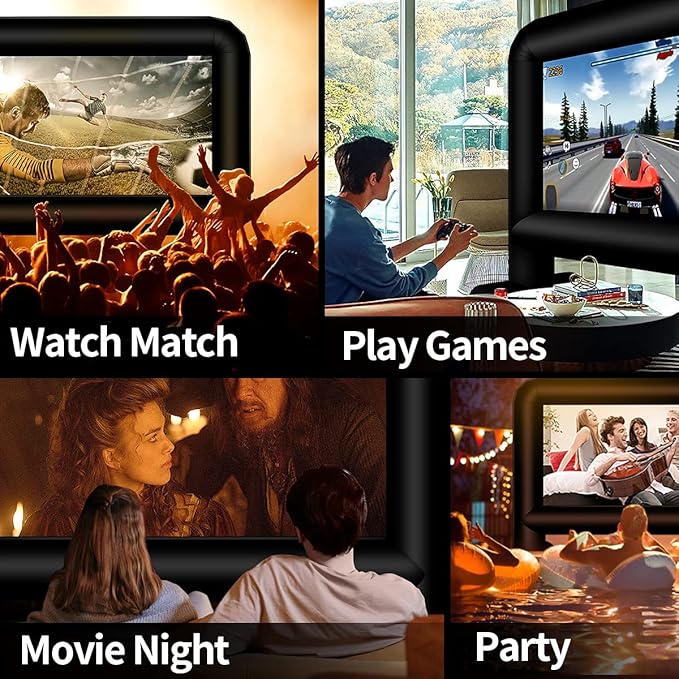 16 Feet Inflatable Movie Screen Outdoor, Inflatable Projector Screen with Blower Carry Bag - Supports Front and Rear Projection Blow Up Screen for Backyard Movie Night Pool Party