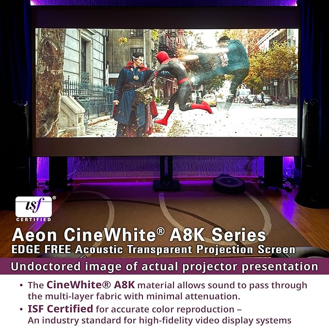 Elite Screens Aeon CineWhite A8K Wide, 158-INCH DIAG, 2.35:1 Aspect Ratio, Acoustically Transparent Perforated Weave, AR158CA8K-WIDE