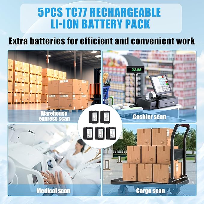 5PCS BT-000318 Replacement Battery for Zebra for Symbol TC55 TC77 TC70 TC75 TC70x TC700H TC700K TC72 TC720L TC75X 82-171249-02 BTRY-TC7X-46MA2 Barcode Scanner