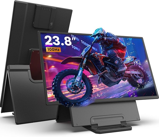 23.8" Large Portable Monitor, 1080P FHD 100Hz IPS Display, Height-Adjustable & Rotatable Screen (Portrait/Landscape), Built-in Speakers, VESA Mount, Second Monitor for Laptop, MacBook, PC