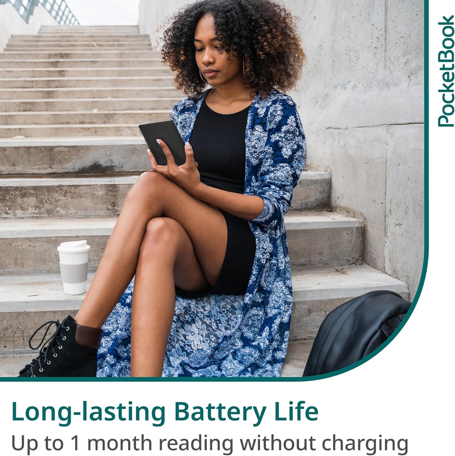 PocketBook Basic Lux 4 E-Book Reader | 6ʺ Glare-Free & Eye-Friendly E-Ink Technology | Compact & Lightweight E-Reader | Frontlight | Touchscreen | Wi-Fi | Dictionaries | Micro-SD Slot