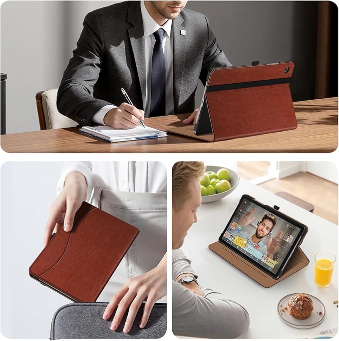 Fintie Case for Samsung Galaxy Tab A9 Plus/A9+ 5G 11 Inch 2023 Model (SM-X210/X216/X218), Multi-Angle Viewing Smart Stand Back Cover with Pocket Auto Wake/Sleep, Brown