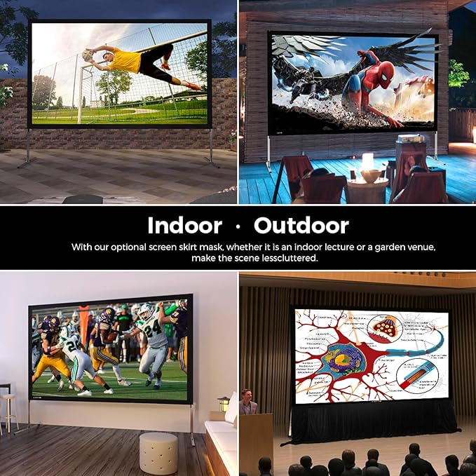 SCREENPRO 120inch Projector Screen with Stand, Fast Outdoor Movie Screen for Patio with Adjustable Leg(33"-51"),16:9 HD 4K Projector Screen for Yard Camping with Portable Carry Bag
